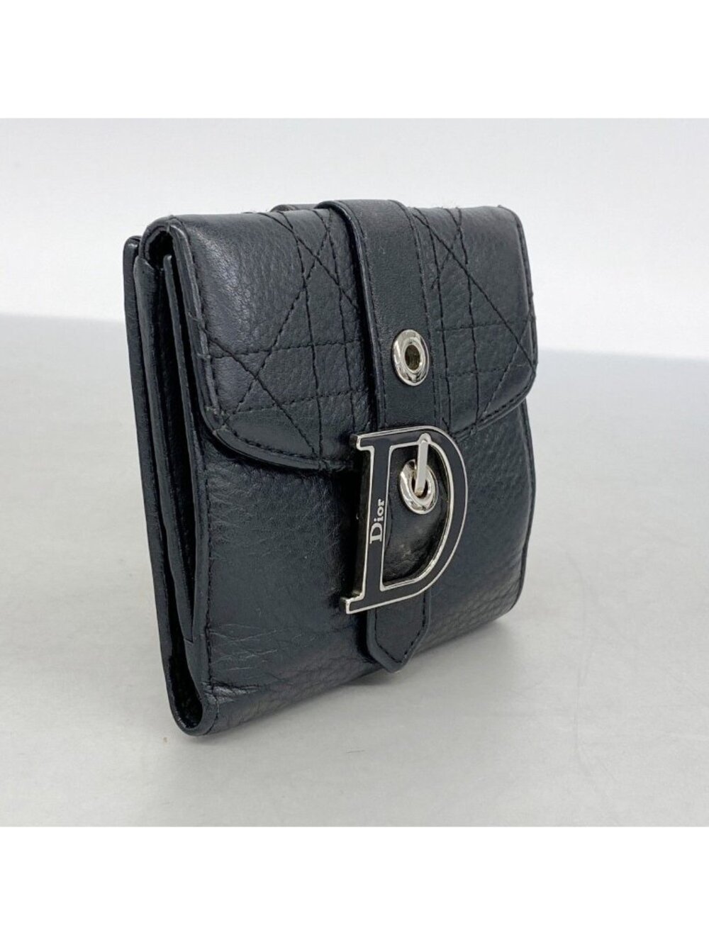 Dior Wallet Cannage Leather Black Silver - Picture 2 of 8